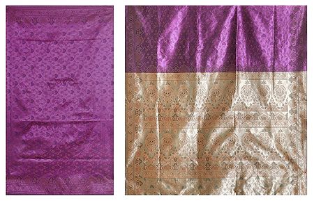 Dark Magenta Ghicha Silk Sari with Beige Pallu