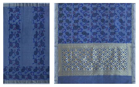 Paisley Design on South Cotton Silk Saree  with Zari Pallu