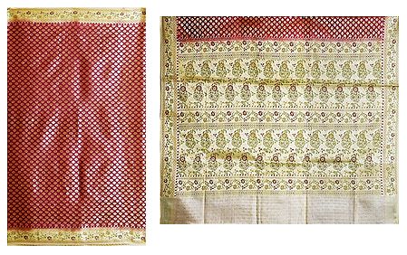 Red with Golden Cotton Silk Saree with Border and Pallu