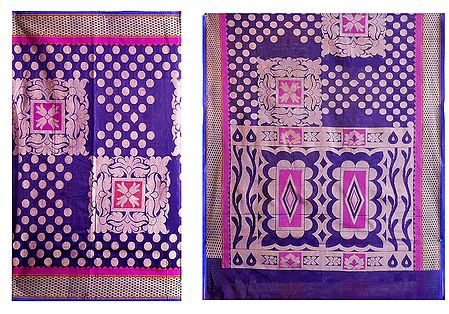 Purple Silk Cotton Saree with Weaved Design