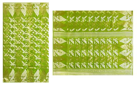 Light Green Dhakai Jamdani Saree with Border and Pallu