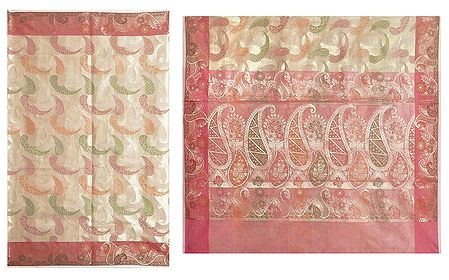 Jamdani Weaved Design All-Over on Beige Net Sari
