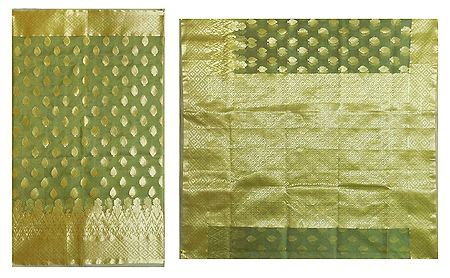 Light Green with Golden Tissue Saree with Border and Pallu