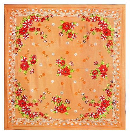 Multicolor Print on Dark Peach Synthetic Head Scarf