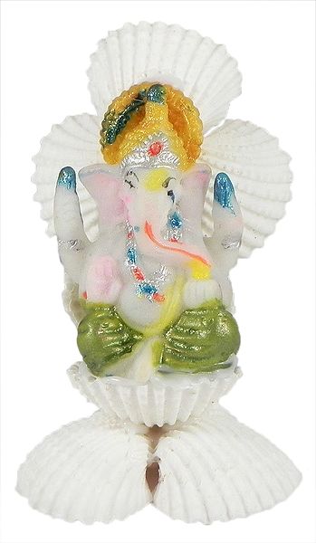 Ganesha on Decorated Shell Sculpture