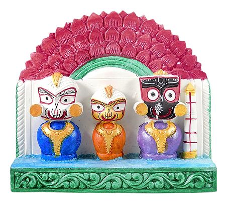 Jagannath, Balaram, Subhadra with Red Chali