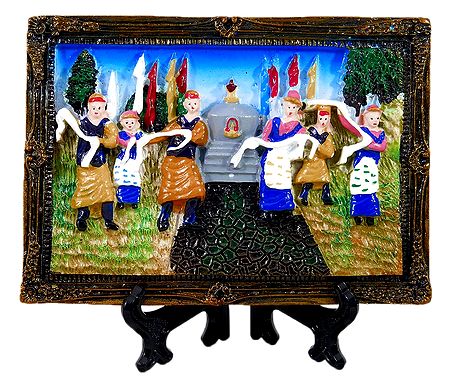 Sikkimese Dancers on Plate with Stand - Stone Dust Showpiece