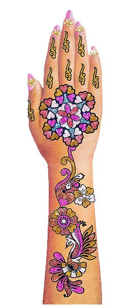 Multicolor Glitter Sticker Mehendi for Single Hand