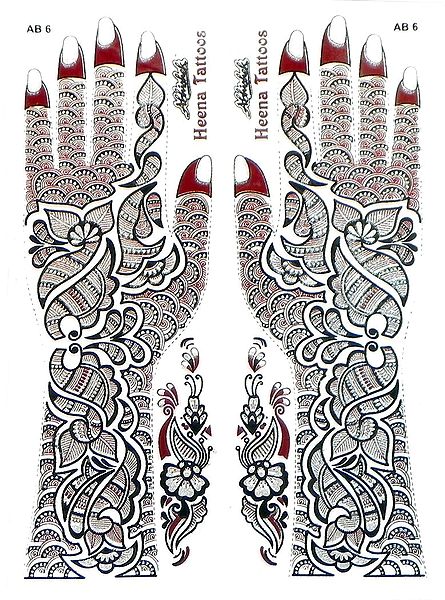 Set of Maroon with Silver Glitter Sticker Mehendi for Hand and Body Decor
