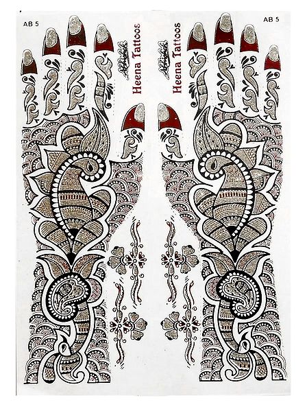 Set of Maroon with Silver Glitter Sticker Mehendi for Hand and Body Decor