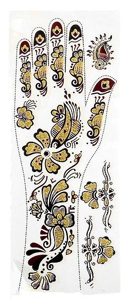 Maroon with Golden Glitter Sticker Mehendi for Single Hand