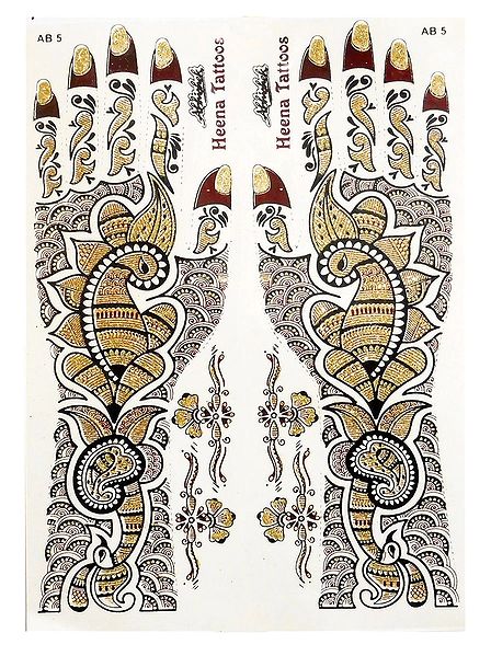 Set of Maroon with Golden Glitter Sticker Mehendi for Hand and Body Decor