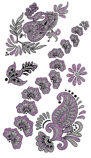 Pink with Silver Glitter Sticker Tattoos