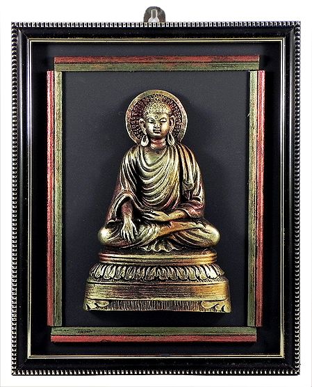 Lord Buddha on Wooden Frame - Wall Hanging
