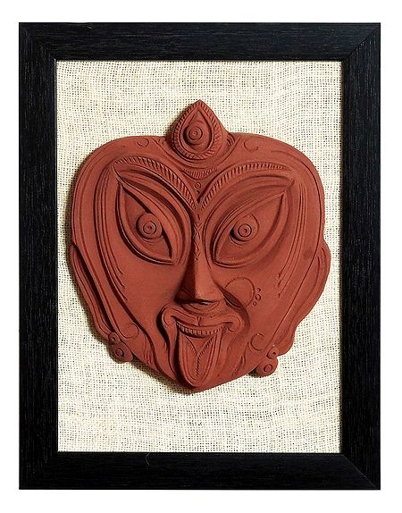 Face of Goddess Kali - Terracotta Wall Hanging