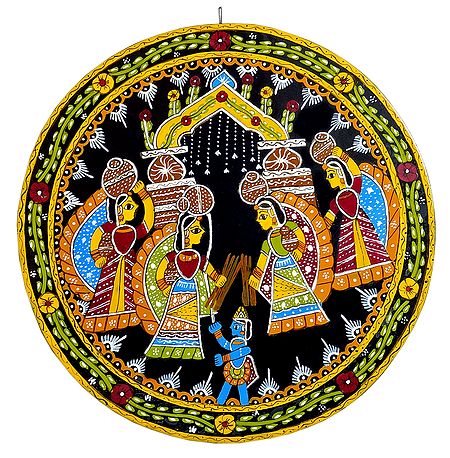 Bal Gopal with Gopinis - Wall Hanging