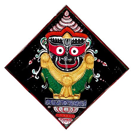 Wooden Jagannath on Hardboard - Wall Hanging