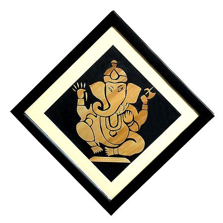 Ganesha - Straw Craft - Framed with Glass
