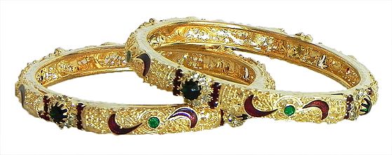 Gold Plated Meenakari Bangles