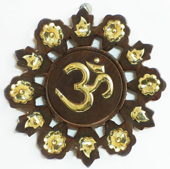 Brass Om on Wood (Wall Hanging)