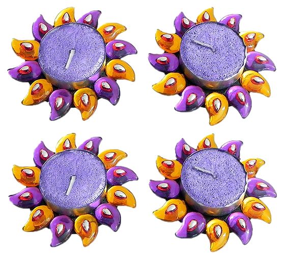 Decorated Acrylic Stone on 4 Floating Wax Candles