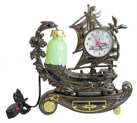 Battery Operated Plastic Table Clock with Lamp 8 x 9 x 2 inches