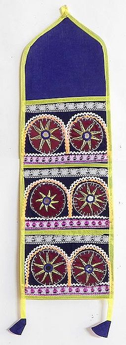 Black - 4 Pockets Handcrafted Cotton Wall Hanging Letter Holder (21 x 12 in) 23