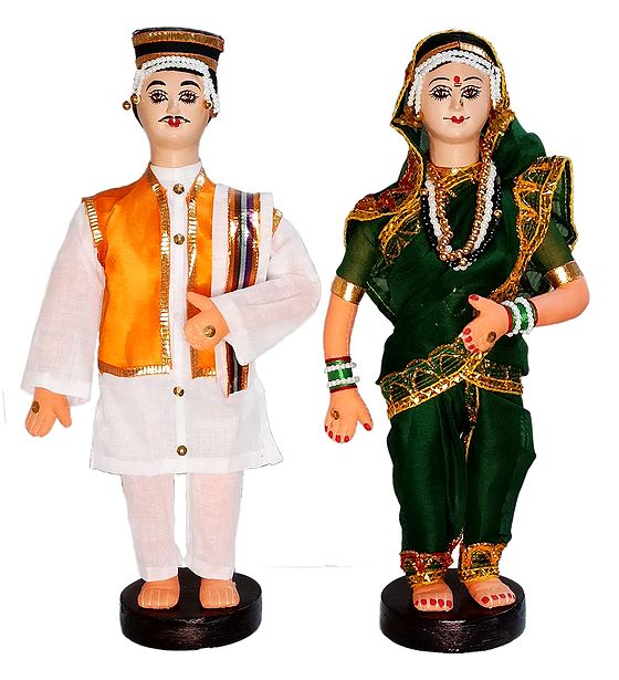 Maharashtrian Bridal Cloth Doll Set of 2 Dolls