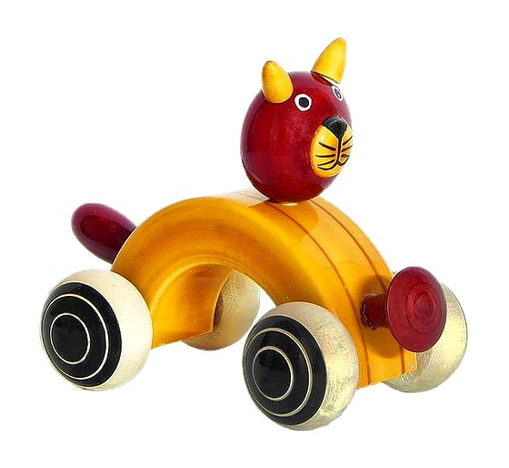Wooden Cat Car Chennapatna Wooden Toy
