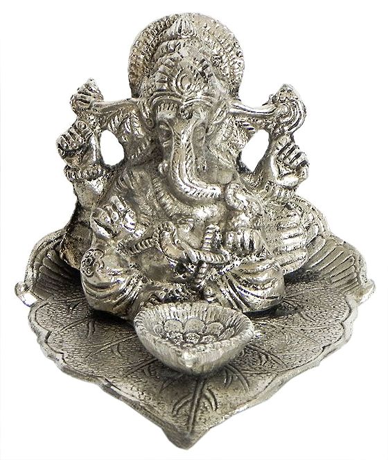 Ghee or Oil Lamp with Ganesha