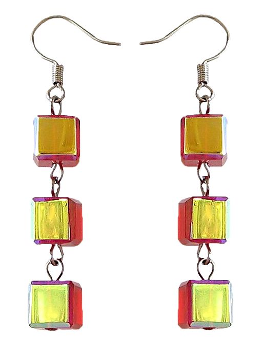 Yellow with Red Acrylic Earrings