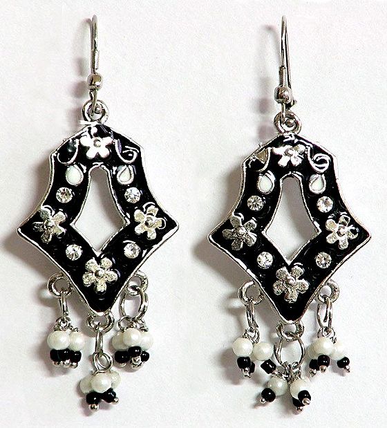 Black Laquered Metal Earrings