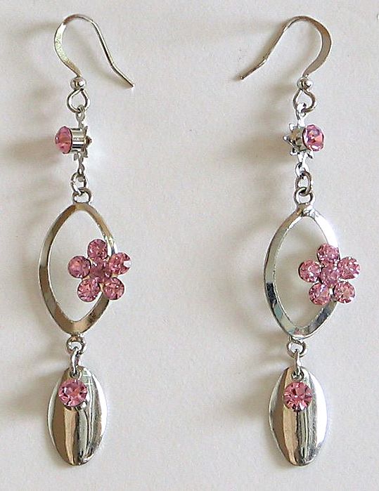 Dazzling - Metal and Pink Stone Studded Earrings