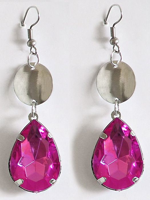 Magenta Stone Studded Earrings