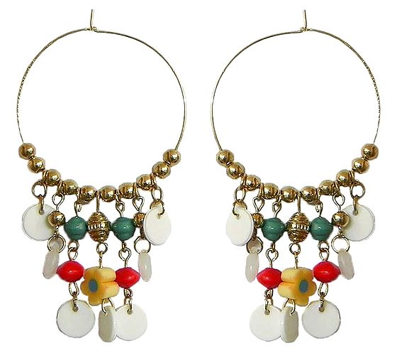 Hoop Earrings with Multicolor Beads