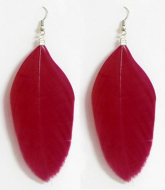 Red Feather Earrings