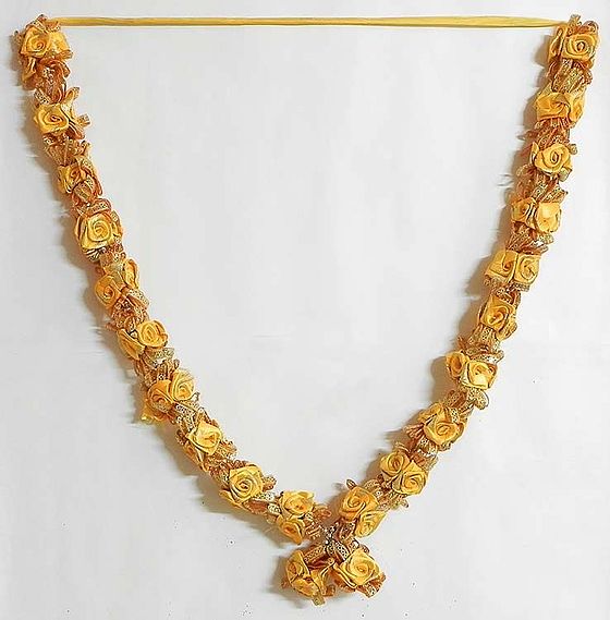 Yellow with Sequined Ribbon Flower Garland