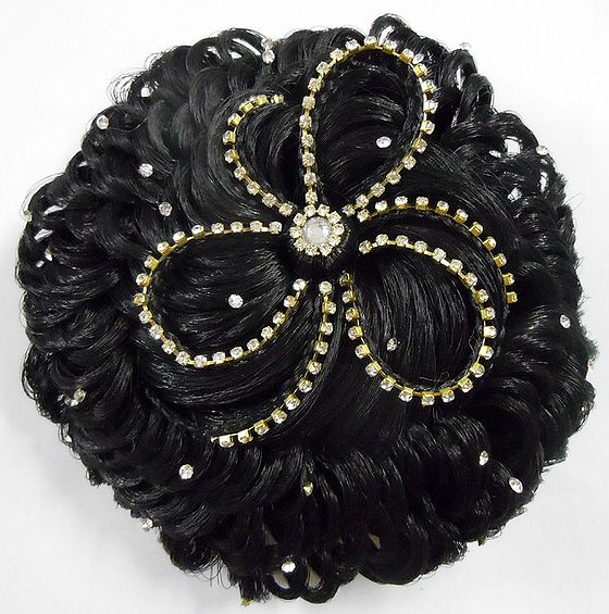 Stone Studded Designer Black Hair Bun