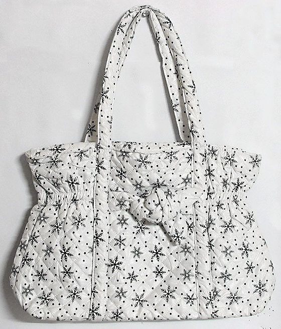 Printed Soft Cloth Bag with One Big and One Small Zipped Pocket