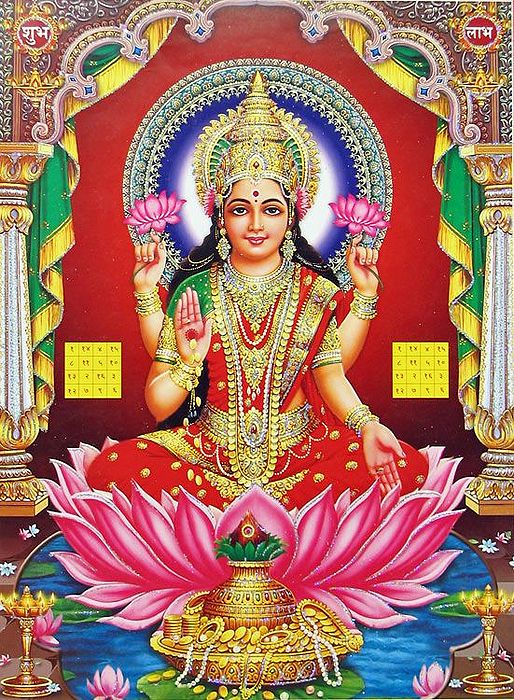 Lakshmi Poster With Glitter 