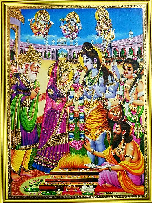 Marriage of Shiva and Parvati Unframed Poster