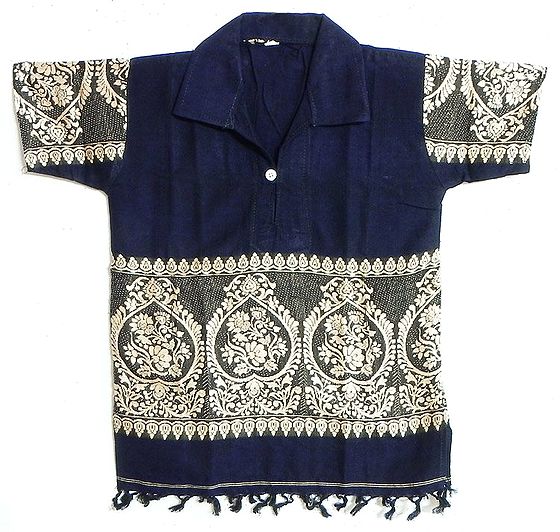 Baori Blue Hand Embroidered 3Q Sleeve Kurta main image 0