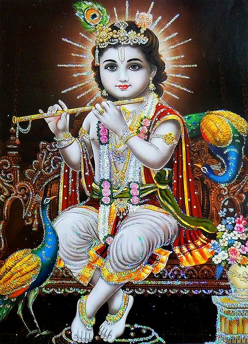 Young Krishna Glitter Poster