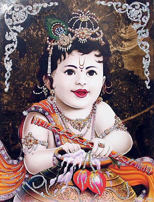 Baby Krishna ( Poster with Glitter )