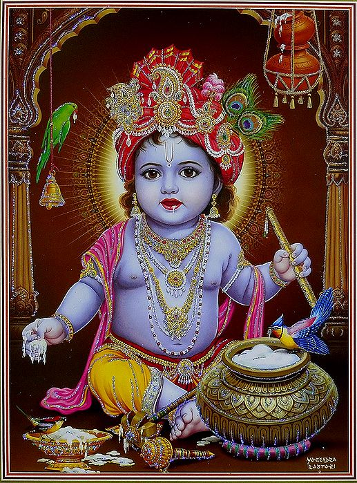 Makhan Chor Krishna Glitter Poster