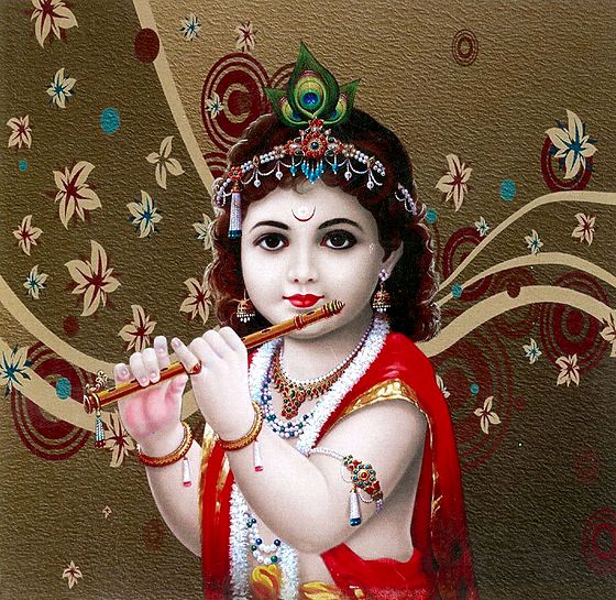 Young Krishna Playing Flute Poster