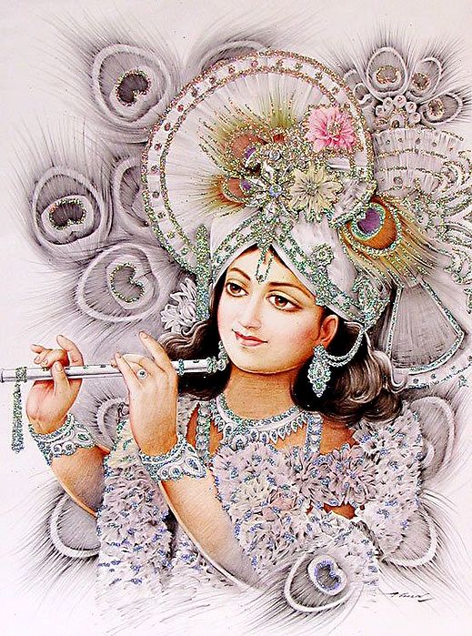 Lord Krishna (Poster with Glitter)