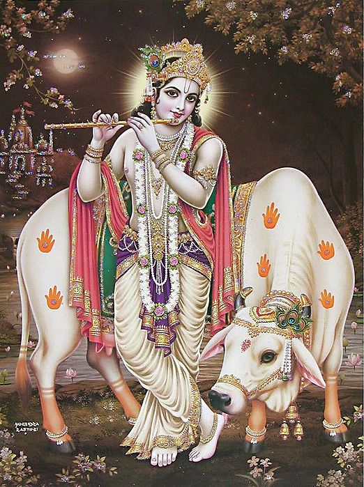 Lord Krishna (Poster with Glitter)