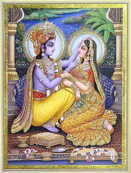 Radha Krishna Admiring Each Other 