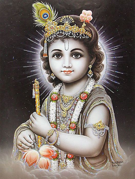 Young Krishna ( Poster with Glitter )